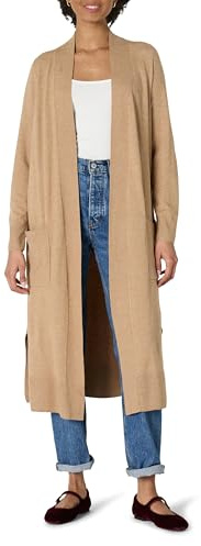 Amazon Essentials Cardigan Leggero con Lunghezza a Spolverino, vestibilità Classica Donna, Cammello Puntinato, XXS