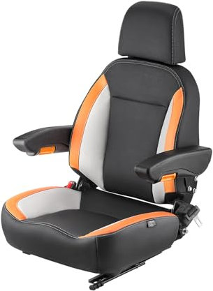 VEVOR Sedile Universale per Carrello Elevatore, con Schienale Regolabile, Bracciolo, Poggiatesta e Cintura di Sicurezza, Sedile Sicuro per Trattore con Microinterruttore, per Tosaerba per Minipale