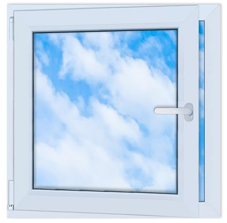 LORAC | Kunststofffenster weiß 800x800mm, 80x80cm, PCV, DIN Links, kippbar & ausstellbar, 2-fach Verglasung, energiesparend – Fenster mit CE-Zertifikat für Keller und Wohnung