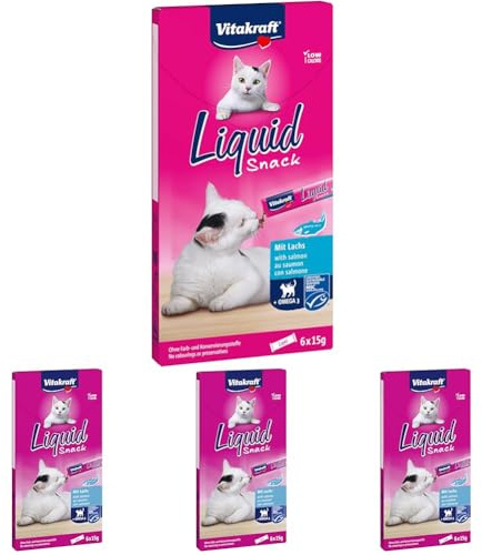 LiquidSnack Salmon MSC+Omega3, 6pc,Cat (Lot de 4)