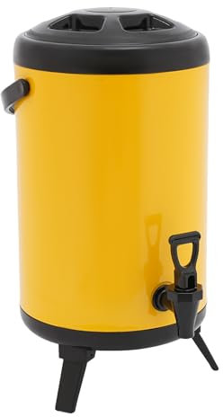 LKHDONG Fût isotherme en acier inoxydable 10 l - Fontaine d'eau chaude et froide avec robinet - Récipient à boissons isolé - Distributeur de boissons pour café, lait froid, eau, jus (jaune)