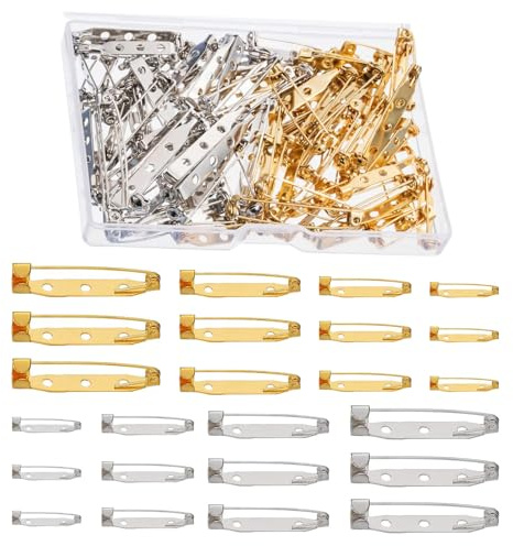 HAXIHA 240 Stück Brosche Pins Sichere Verschluss spange Abzeichen Pin Sicherheitsnadeln Anstecknadeln zum Basteln Brosche Sicherheitsverschluss Schmuck Handwerk und DIY Handarbeiten 4 Größen