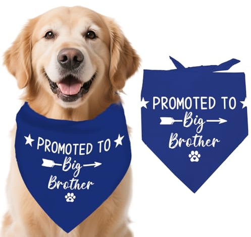 arricraft 1 verstellbares Dreieck Hundehalstuch Aus Ungebleichter Baumwolle Dunkelblau „Big Brother“ Thema: Zum „Big Brother“ Beförderte Haustier Halstücher Für Die Enthüllung des Geschlechts des