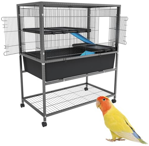 NAIZY Kleintierkäfig 88 x 48 x 102 cm Meerschweinchen Käfig Rattenkäfig mit Schloss & Leiter & Lagerregal & Rollen Nagerkäfig Einzelschicht Katzenkäfig Chinchilla käfig