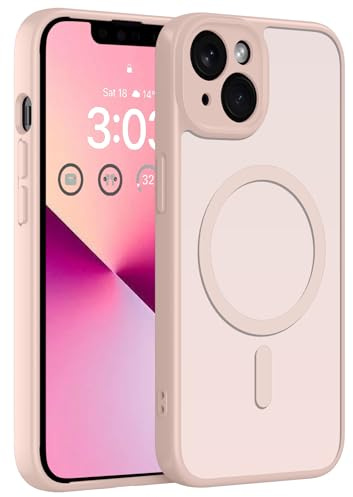 ORDA für iPhone 13 Hülle für MagSafe, Vollständiger Kameraschutz, Eingebauter Magnetring, Stoßfest Kratzfest Transluzente Matt Handyhülle für iPhone 13 Case 6,1 Zoll, Rosa