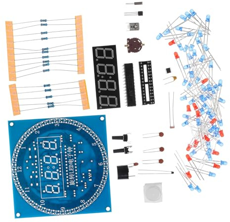 EPIGEIST Selbstgemacht mit 360-grad Anzeige LED Elektronikuhr Bausatz aus Kunststoff und Automatischer Farbanpassung Zufälliger Stil für Elektronik Enthusiasten und Lötübungen