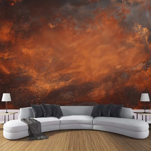 JSCWDET Mural Wallpaper Abstract Style Wall Mural Decoration Rust Texture Photo Wallpaper 400×280 cm Wall Paper for Home Living Room Kids Bedroom Deco Dark Orange