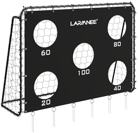 LARMNEE Fussballtor, Fußballtor mit Torwand, Fußballtor für Kinder und Erwachsene, Outdoor wetterfestes Fussballtor zum Spielen und Trainieren, abnehmbare Torwand, PE-Netz