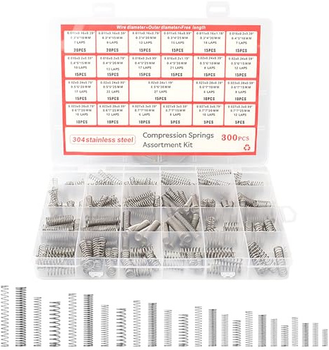 INNAL 300 Stück Druckfedern Sortiment 304 Edelstahl Druckfeder Set 23 Verschiedene Größen Metall Mini Federn Set Spiralfedern Sprungfeder für DIY Automobilreparaturen Zuhause Tägliche Reparatur