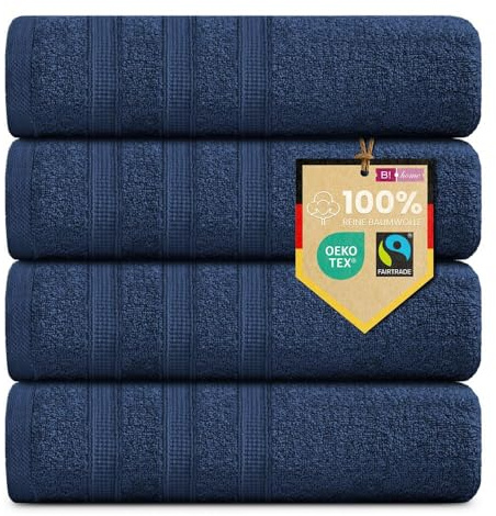 B!HOME 4er Set Premium Handtücher [100% Baumwolle] 50x100 cm, dunkelblau | Handtücher Weich, Saugstark & Pflegeleicht / Handtuch Perfekt für Bad, Gym & Reisen