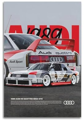 OKNGB Poster 1989 Sportwagen-Poster 90 Quattro GTO Racing, dekoratives Gemälde, Leinwand, Wandposter und Kunstdruck, moderne Familienschlafzimmer-Dekoration, Poster, 30 x 45 cm