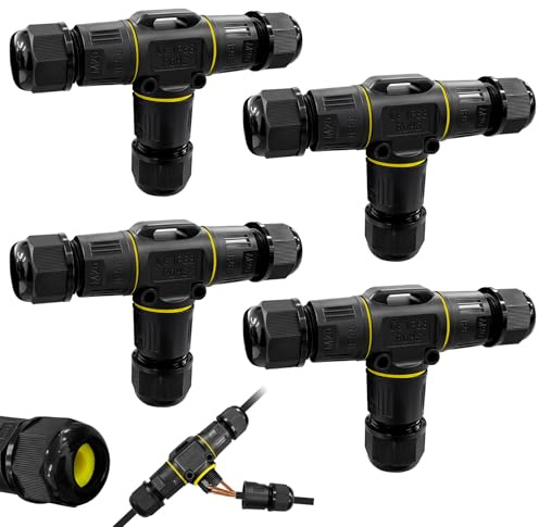 4 pezzi connettori per cavi impermeabili a 3 poli IP68, manicotto di collegamento cavo di terra scatola di distribuzione per diametro cavo Ø5-12mm, scatola di derivazione a vista esterna impermeabile