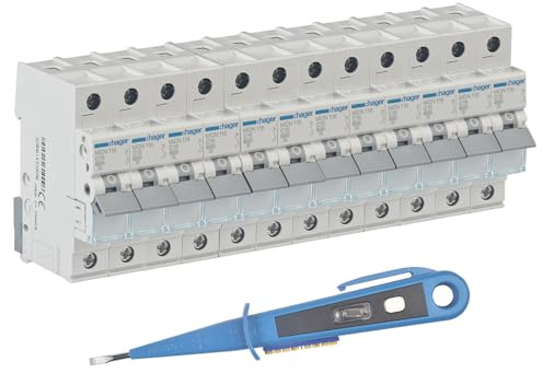 HAGER MCN116 Leitungsschutzschalter C16A 1-polig 6kA Paket mit 12 Stück + gh24 Phasenprüfer