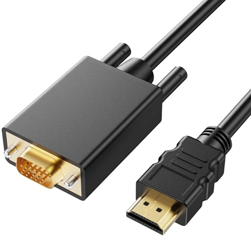 ICZI Cable HDMI a VGA, Adaptador de HDMI a VGA con Chip Convertidor | Macho a Macho Cable de Video para Ordenador Portátil, PC, Monitor, Proyector, HDTV, Raspberry Pi, Xbox 360, Negro 1,8 M