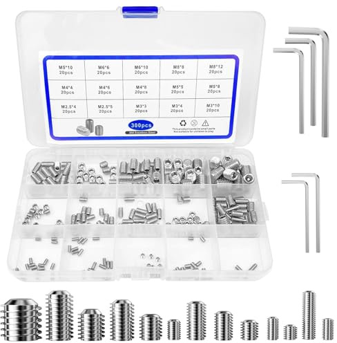 Ravytha M3 Schrauben Set Edelstahl 304, M4 M5 M6 Gewindestifte Set Schrauben für Türklinken Madenschrauben, Madenschraube für Türklinke Gewind Sechskant Schraub, Inbusschrauben Sortiment Hex Grub