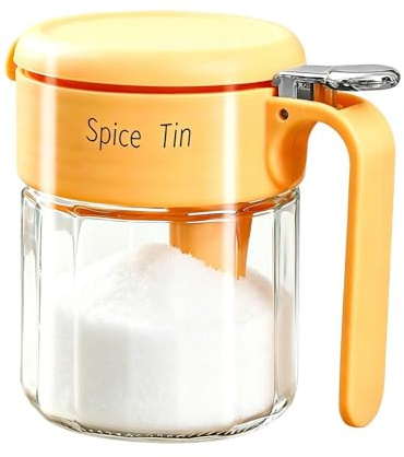 Huxibai Bottiglia per condimenti, 400 ml, cucchiaio resistente all'umidità incluso, barattolo in per spezie con coperchio, per zucchero, aceto, pepe, sale, preparazione di pasti, camion