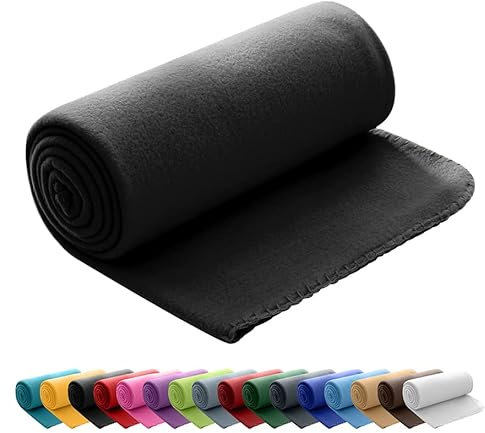 wometo Polar Fleecedecke oekoTex 130x160 ca. 400g mit Anti-Pilling und Kettelrand schwarz