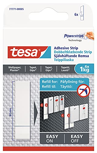 tesa 77771-00002-00 Klebestreifen zum Aufhängen von Bildern, Tapeten, Weiß