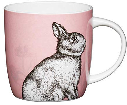 KitchenCraft China 425ml Barrel Shaped Mug, Rabbit