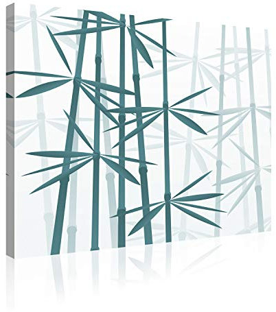 Akustikbild AbsorPic Grafik Motiv Bambus - Farbe Blau |Premium Breitband Schall Absorber verbessert die Raumakustik | deutlich weniger Nachhall | 50 x 50 x 3cm - Made in GERMANY, Köln