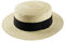 Classic Italy - Chapeau canotier Paille Paille Finement tressée Homme ou Femme Canotier - Taille 53 cm - Blanc