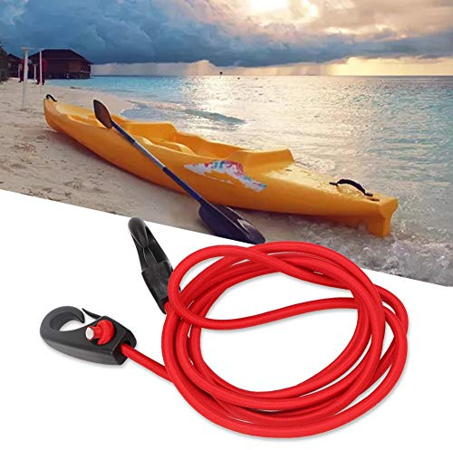 Regun Kajak Paddel Leine, 5mm 189cm Rotes Elastisches Paddelseil, Kajak Paddel sicherheitsleine mit Karabiner zum Paddeln