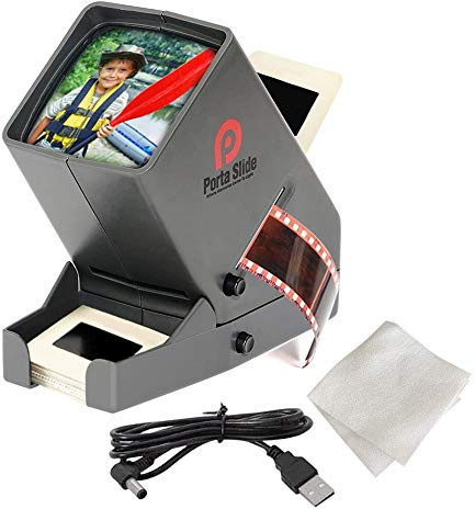 CAICOME Porta Slide PS-3 Slide Viewer, View 2x2 in. Slides, 35mm Film Strips & Negatives, LED Viewing light, 4 in. Screen, 3x Magnification w/Cleaning Cloth, USB Power Cable included