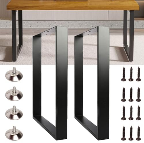 Lehom Tischbeine aus Stahl, 2 Stück, Metallbeine, 71 x 61 cm, Esstischbeine für Büro, Schreibtisch, Computer, Tischbeine DIY Industrie- und Landhausstil, Schwarz