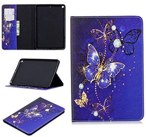 SATURCASE Beautiful Pattern PU Leather Flip Wallet Stand Card Slots Protective Case Cover for Apple iPad Mini 5 (2019) (BFP-17)