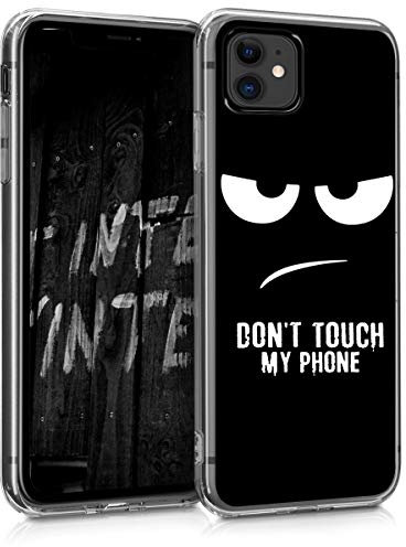kwmobile Hülle kompatibel mit Apple iPhone 11 - Handyhülle Silikon Case - Don't Touch My Phone Weiß Schwarz