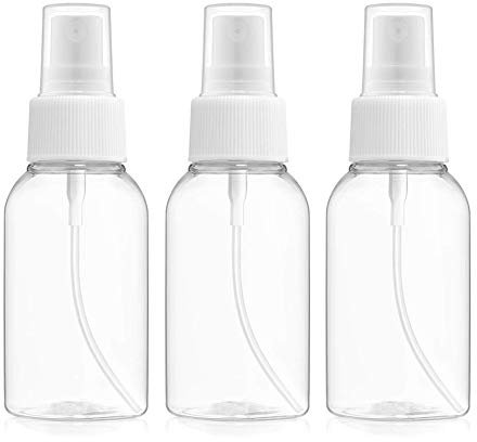 Gemini_mall Empty 75ml Water Bottle PET Plastic Bottles, Transparent Fine Mist Travel Atomizer Spray Bottles Set, Leak-proof Great for Cleaning Products Garden Using Beauty Treatments 3 Pcs Clear