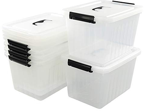 Joyeen 12 L Plastic Boxes with Lids and Handles, Set of 6 Storage Containers