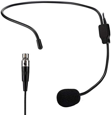 Yctze Sistema de micrófono inalámbrico, Micrófono de Condensador Mini XLR de 3 Polos, Micrófono inalámbrico Profesional para la Cabeza, Micrófono de Diadema con Altavoz, Amplificador de Voz