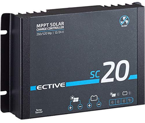 ECTIVE 20A 260Wp/520Wp leiser MPPT Solar-Laderegler für 12V/24V Versorgungsbatterien SC 20 SILENT