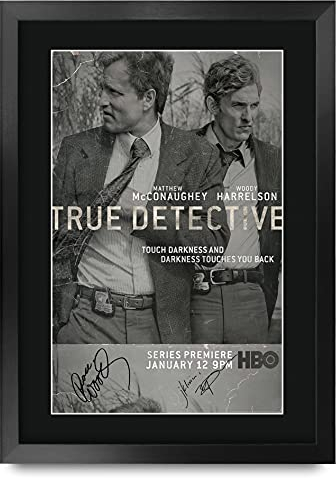 HWC Trading FR A3 True Detective Matthew McConaughey, Woody Harrelson Gifts Gedrucktes signiertes Autogramm-Poster für TV-Memorabilia-Fans – A3 gerahmt