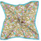 MayTree Seidentuch aus 100% Maulbeer-Seide - Quadratisch Blütenzweige türkis, gold, lila 53x53 - Luxuriöses Damen Halstuch - Eleganter Bandana-Schal für Damen - Luxus und Komfort für Erwachsene