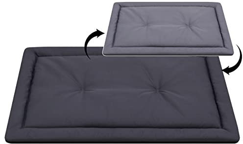 Salla Hundebett, Doppelseitige Hundematte, Waschbares Hundebett, wasserdichte und Kratzfeste Liegematte für Hunde, Haustierbett, Pflegeleicht & Schmutzabweisend, Graphit/Grau, 90 x 65 cm