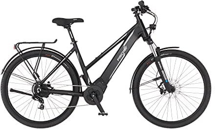 Fischer E-Bike ATB, Terra 5.0i Elektrofahrrad für Damen und Herren, RH 49 cm, Mittelmotor 50 Nm, 36 V Akku im Rahmen, schwarz matt, 27,5 Zoll