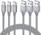 eyjiew USB C Cable [1m,3-Pack], USB A to USB C 3A Fast Charging Braided Type C Charger Lead Compatible with Galaxy S10 S10e S20 S21 S22 S9 S8 S23 S24 Plus A20e A21s,iPhone 15 16 Pro-Grey