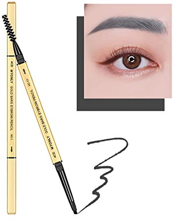 Eyebrow Pencil Dual-Sided Eye Brow Pencil, Fine Tip Rapid Brow Precise Sweatproof Brow Pen with Brow Combs (Grey)