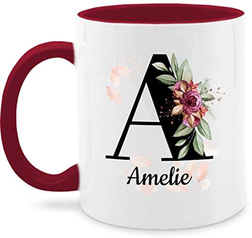 Tasse Tassen 325ml - Anfangsbuchstabe - Buchstabe anpassbar mit Name I Geschenk Initialen - 325 ml - Bordeauxrot - kaffeetasse selbst beschriften buchstabentasse buchstaben a glühweintassen