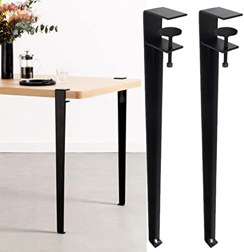 Pieds de Serrage de Table Réglables,2 Pieds de Table Bricolage Amovibles,Pieds de Meubles en Métal,Pieds de Table de Salle à Manger en Forme de F,pour Bureau,Meuble Console (71cm,Black)