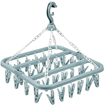 Etendoir Chaussette Étendoir À Chaussettes avec 32 Pinces À Linge, Séchoir À Suspendre Intérieur pour Chaussettes, sous-vêtements, Chaussures, Vêtements Bébé, Gants, Chapeaux
