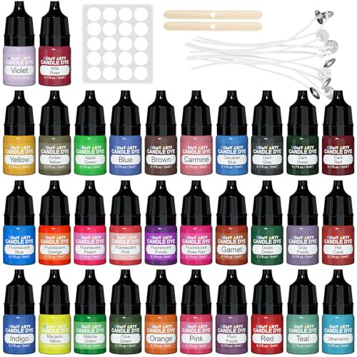 Tinte Para Velas 32 Colores, Colorante Para Velas, Tinte De Color De Vela Vívido Para Hacer Velas, Tinte De Cera Natural Altamente Concentrado, 5 ml Cada Uno