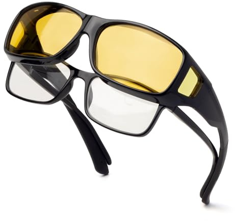 Face Shadow Polarisierte Nachtsichtbrille für Autofahrer, Nachtfahrbrille Clip Herren, Nachtbrille zum Autofahren, Überzieh Sonnenbrille Nachtsicht, Überbrille Ultra Leicht
