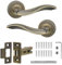 Decoranddecor Solace Antique Brass Internal Door Handles – Aluminium Handle Sets with Tubular Mortice Latch – Elegant and Durable Design for Wooden Interior Doors in Homes and Offices