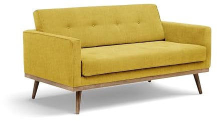 Klematisar Sofa für 2 Personen 155cm – Moderner Zweisitzer auf Holzbeinen – Polstersofa im skandinavischen Stil - Couch im Retro Vintage Design mit Steppung