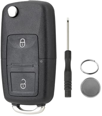 2 Tasten Autoschlüsselanhänger für Kompatibilität VW MK4 Bora Golf 4 5 6 Passat Polo Bora Touran (mit Schraubendreher und Schlüsselring und CR2032Batterie)