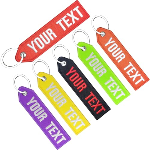 misscase Benutzerdefinierte Schlüsselanhänger, personalisierte Schlüsselanhänger Stickerei Ihr Text Name Nummer Schlüsselring für Autos Zubehör, Roller, ATV (Round Arrow)