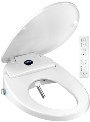 XCQQ - Langer Bidet WC-Sitz, schwenkbare Reinigung hinten und vorne mit warmem Wasser, Warmluftföhn, Softclose WC-Sitz, Nachtlicht, Toilettensitz